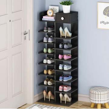 Wooden shoe organizer rack