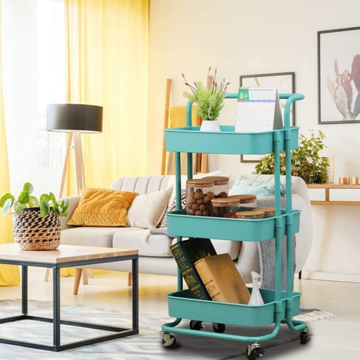 3 Tier Rolling Storage Cart with Wheels Handle